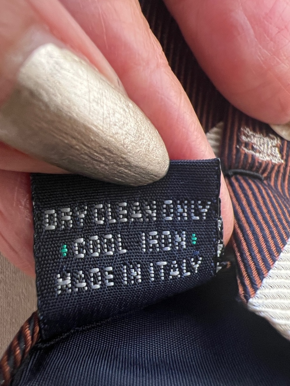 Vintage Burberry Brown, Ivory and Blue Striped Classic Silk Tie Made in Italy - Picture 7 of 17